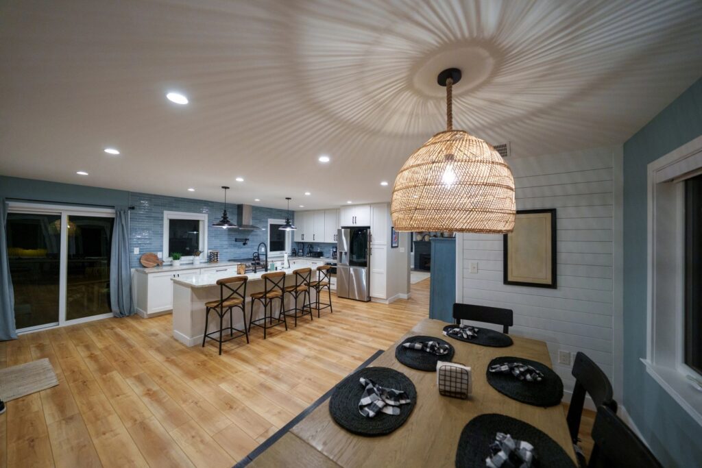 Modern farmhouse kitchen and dining room